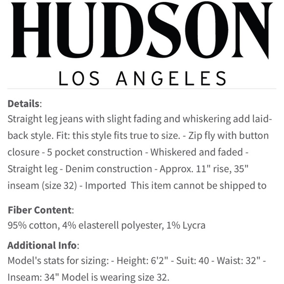 ♻️👖 BYRON 5 Pocket Straight HUDSON JEANS Med-Dark - Picture 2 of 15